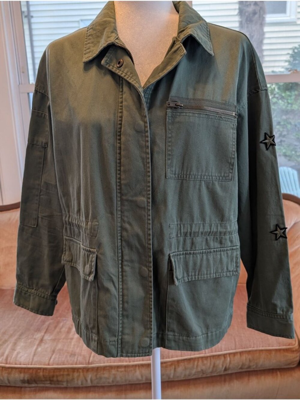 Cotton On Women's Olive Green Utility Jacket Size 10 Y2K Streetwear Skater